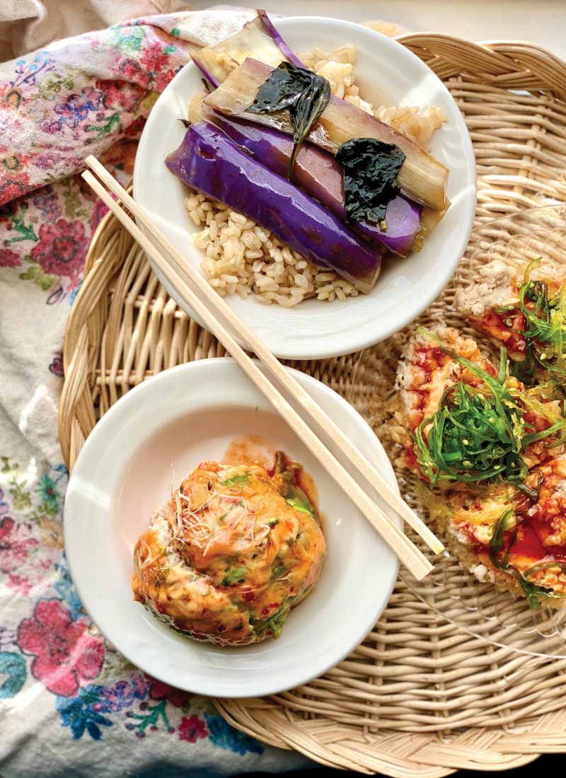Avocado Ball, Sushi Pizza, and Eggplant and Asparagus entree from Veggie Heaven in Denville, NJ - DenvilleGuide.com
